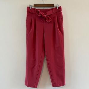 LOFT Raspberry Pink High-Rise Tie-Belt Tapered Leg Dress Pants Size Medium